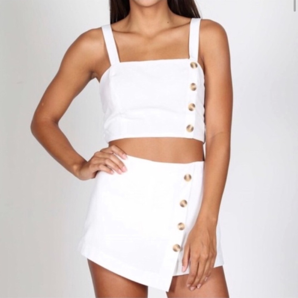 White two piece skort & crop top set
